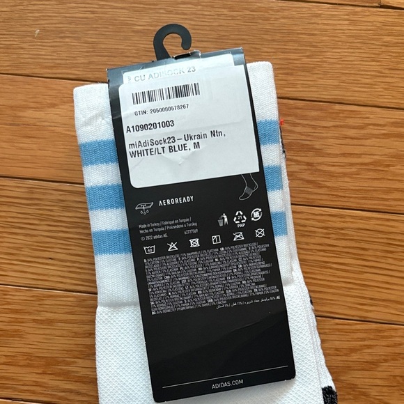 adidas Men's Aeroready White and Blue Athletic Socks - Picture 2 of 5
